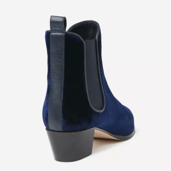 L.K. Bennett Becky Navy Velvet Ankle Boots - Picture 3 of 16